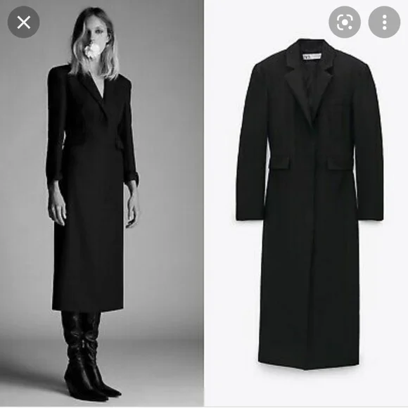 Sold Out Zara black lapel collar dress coat jacket - Picture 2 of 4